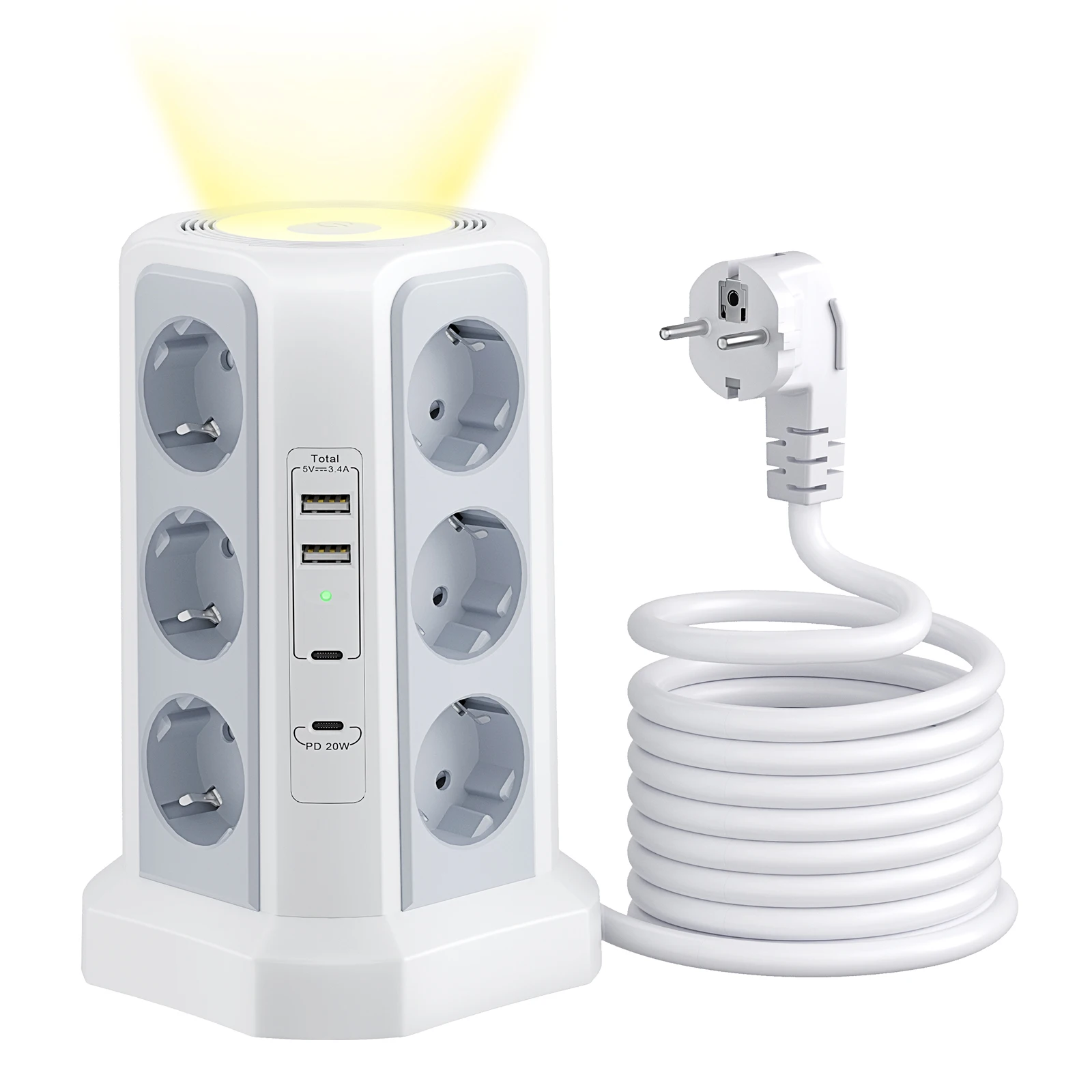 Tricots européens à trois couches avec rallonge de 2 m, version enfichable, avec chargement rapide USB, adaptés au bureau, à la maison et à d'autres scènes