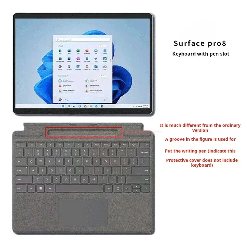 Tastaturhülle für Microsoft Surface Pro 9 8 x 13 Zoll, PU-Leder, Tablet-Ständer-Abdeckung für Surface Pro 7 7plus 6 5 4 12,3 Zoll Go 4 3