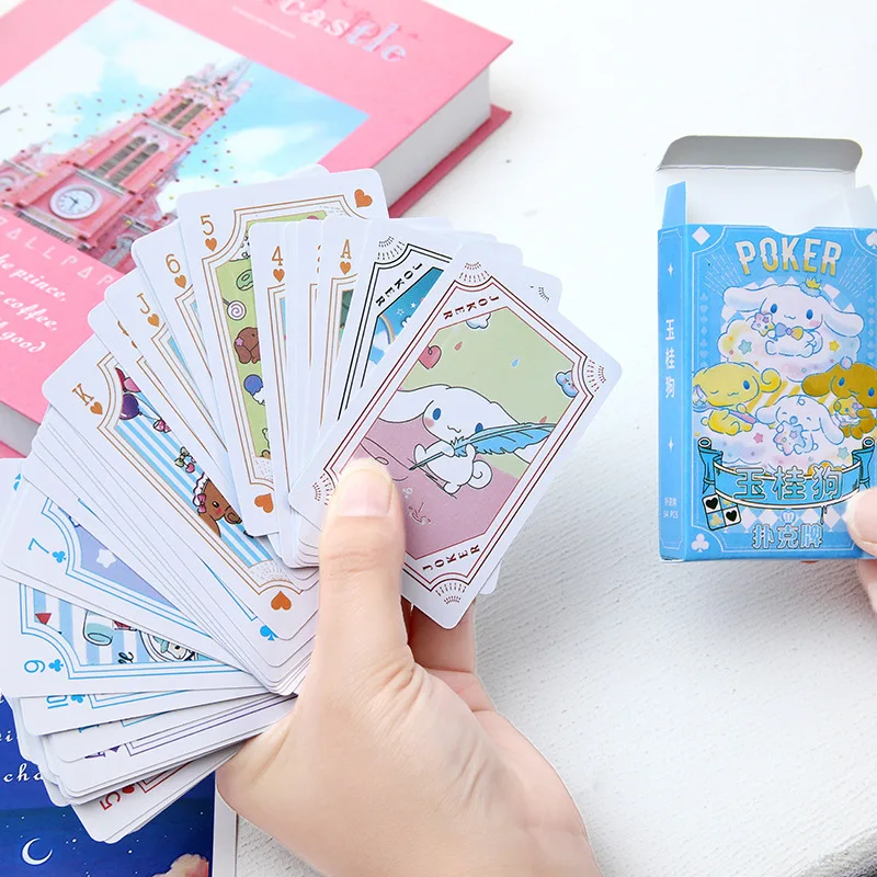 Sanrio Playing Card Kawaii Anime Cartoon Kuromi Hello Kitty Melody Cinnamoroll Print Playing Entertainmen Card Toy Kids Gifts