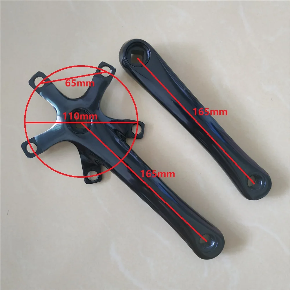 

110 BCD Folding Bike 5-Arm Crank 165/170 MM Road Bicycle 5 Blots Aluminum Alloy Crankset MTB Parts Black Color