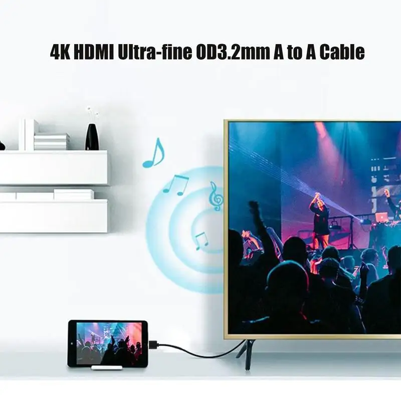 Mini HD & Micro HD 2.0 Version 4K Ultra-fine Flexible Cable HD2.0 Hdmicompatible 4K Thin Soft HD Short Cable OD3.2 30cm 1m