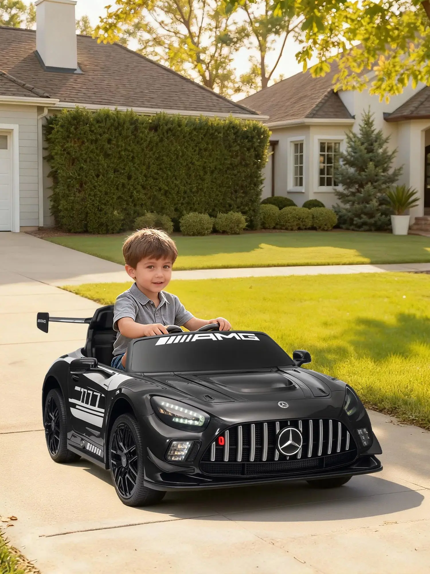 Elektrische speelgoedauto, kinderauto, 12V accu, LED-licht, muziekfunctie, luidspreker, 3-8 jaar oud, kinderspeelgoedauto - afbeelding 2