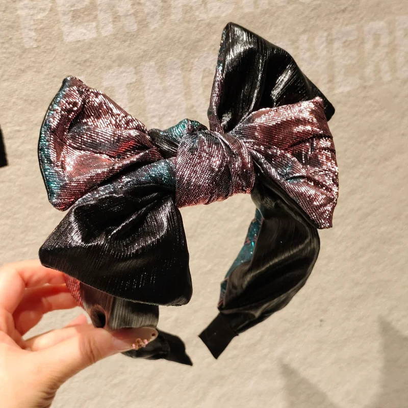 Gold Wire Double Spliced Fabric Headband Hair Bands Double-layer Bow Hairband Hair Hoop Women Vintage Cute Hair Accessories
