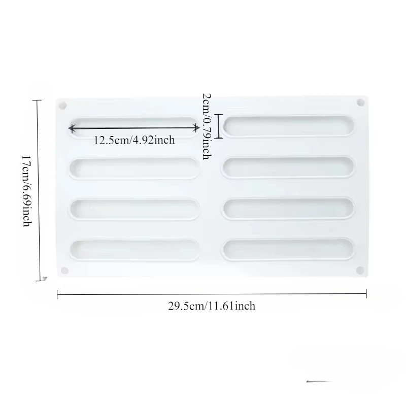 8 Cavity Strip Silicone Cake Mold For Sausage Chocolate Mousse Ice Cream Pastry Dessert Bread Bakeware Pan Decorating Tools
