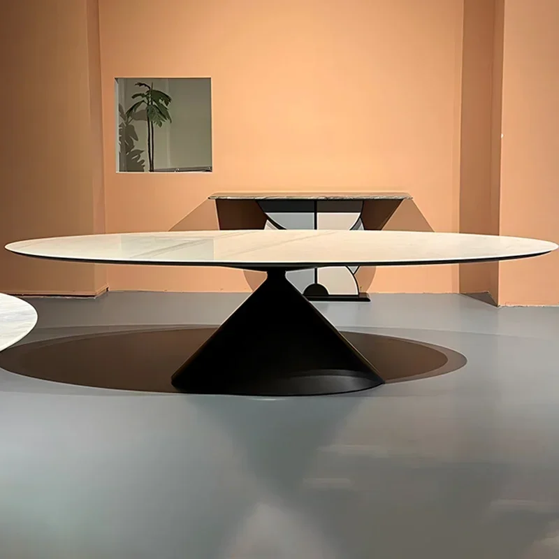 Металлические большие стулья, стол, современный скандинавский европейский дизайн, овальные белые центральные столы, набор черных итальянских мебели Mesas De Jantar для дома