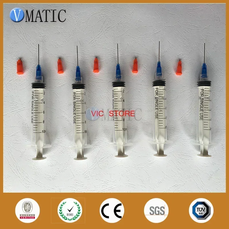 Free Shipping Non Sterilized Dispensing Needles 22G Syringe Needle Tip 1 Inch 5Pcs With 10Cc/Ml Syringe & Stopper