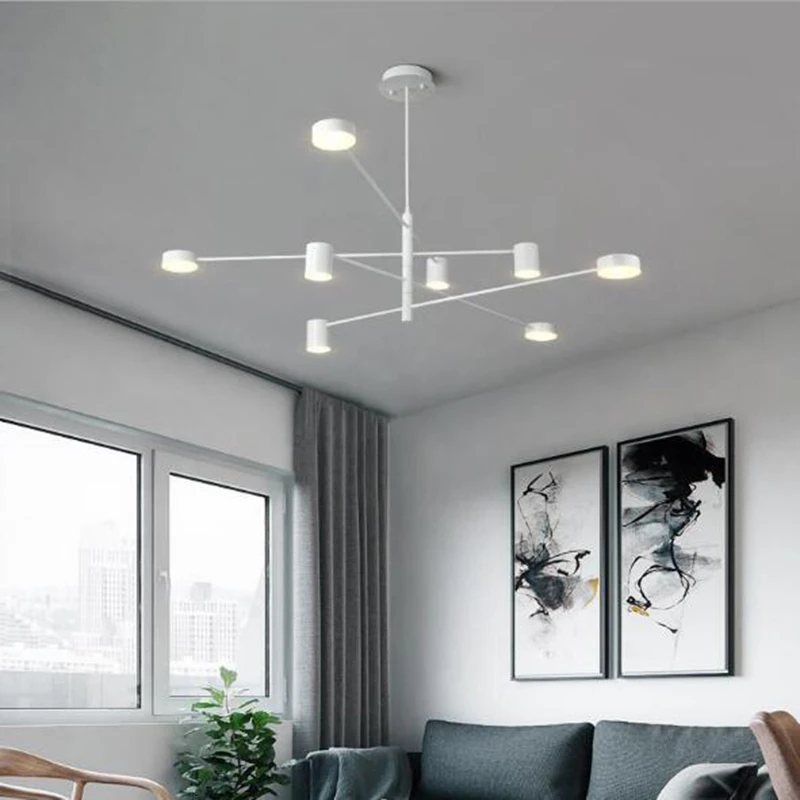 Modern Rotate LED Chandelier for Living and Dining Room  Office Desks Kitchen Bar Black Pendant Lights Home Decor Light Fixture