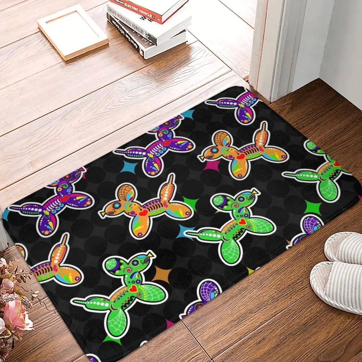 Sugar Balloon Dog Bath Mat Anti Slip Colorful Toilet Mat Quick Drying Kitchen Shower Door Foot Mat Waterproof Bathroom Carpet