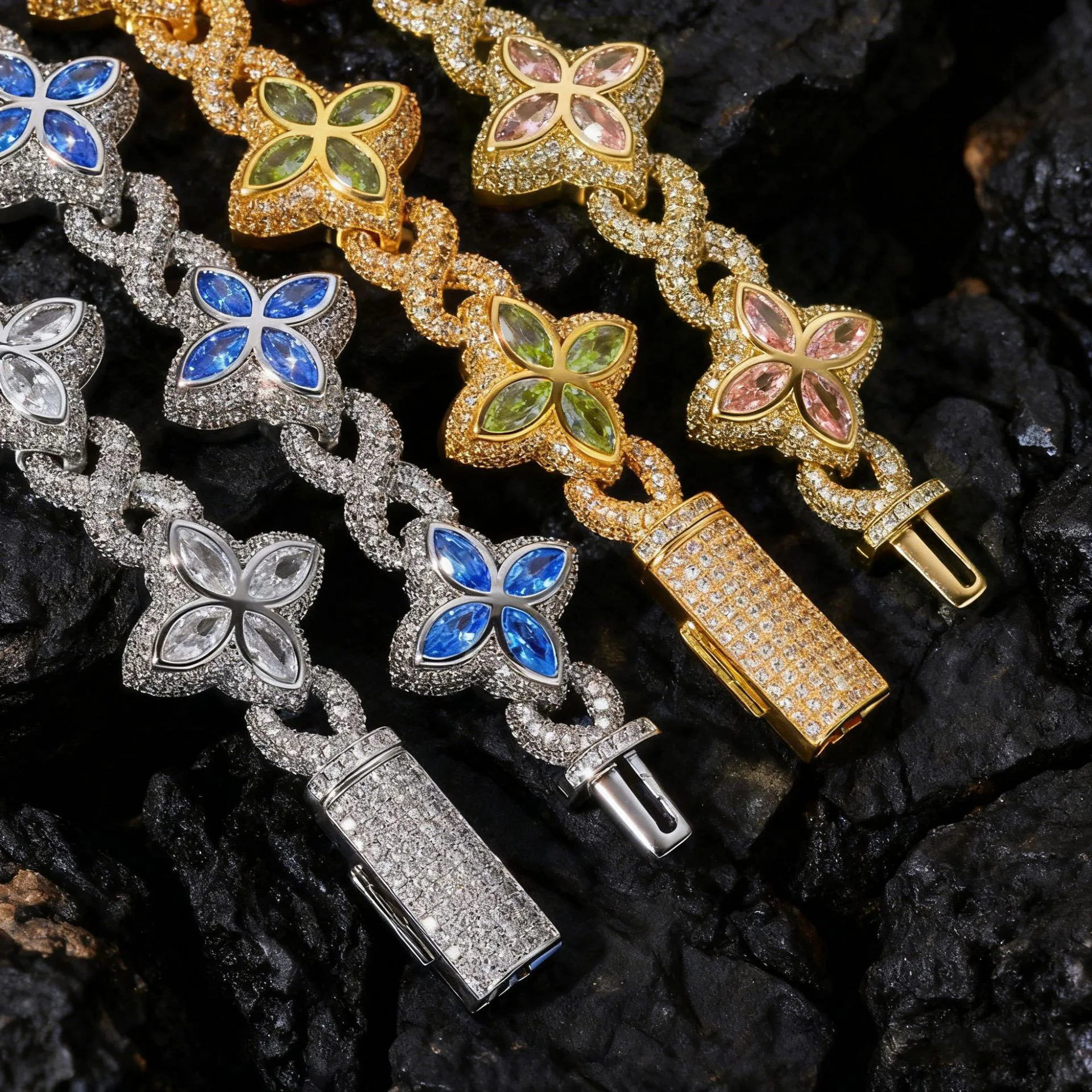 

18K Gold Plated, Men's Zircon, Bracelet, Hip Hop Rock, Miami, Cuban Style, Necklace, Fashion Jewelry