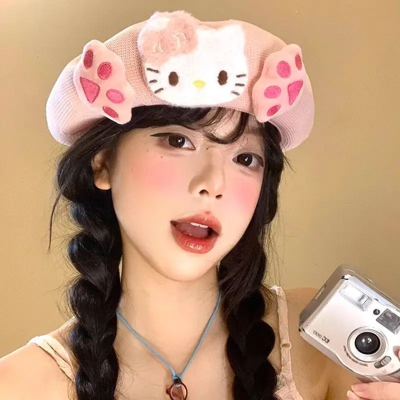 لطيف شخصية كرتونية مرحبا كيتي قبعة مختارة رقيقة تنفس واقية من الشمس Kawaii الإبداعية تنوعا الرسام قبعة هدية عيد