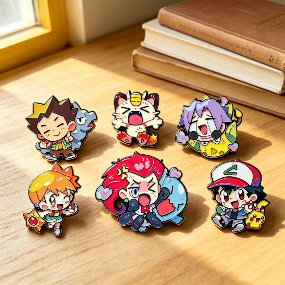 6-teiliges Set mit niedlichen Chibi-Anime-Charakter-Emaille-Ansteckern, Cartoon-Metallbroschen, dekorative Anstecknadeln für Rucksäcke, Jacken, als Geschenk – Detail 1