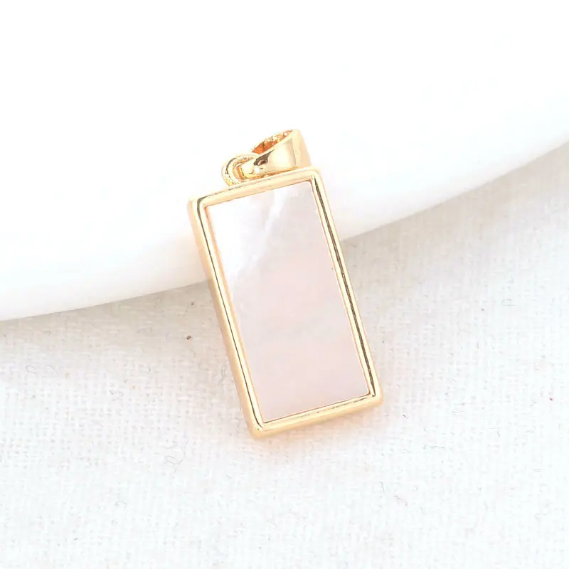 9*18MM 14K Gold Color Brass Shell Rectangle Bracelet Charms Pendants Necklace Jewelry Making Supplies Diy Accessories