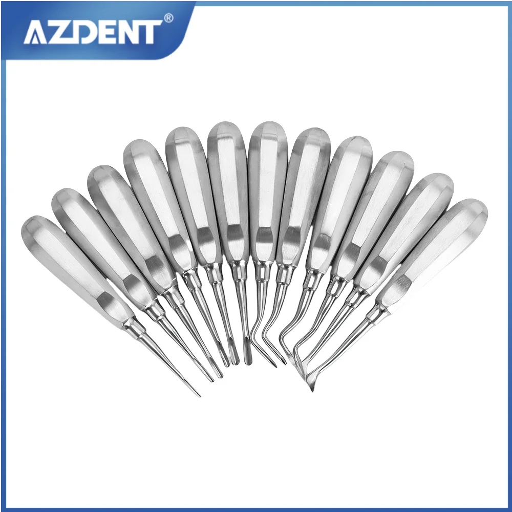 AZDENT12pcs/Pack Dental Stainless Elevator Minimally Invasive Dental Tools Dentist Surgical Screwdriver