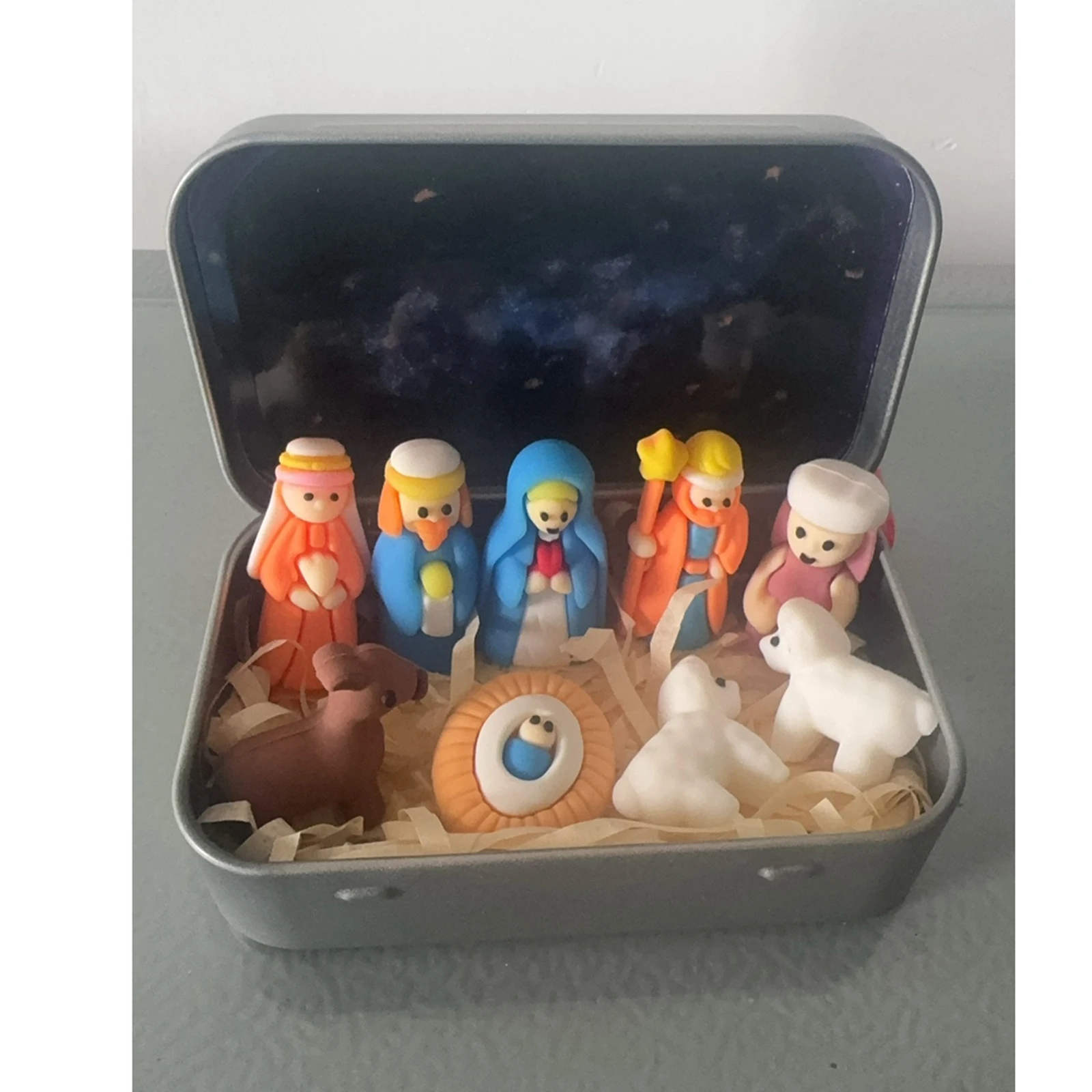 Christmas Nativity Jesus Nativity Set Family Nativity Scene Handmade Cabin Box Theater Desktop Ornaments For Xmas Decor