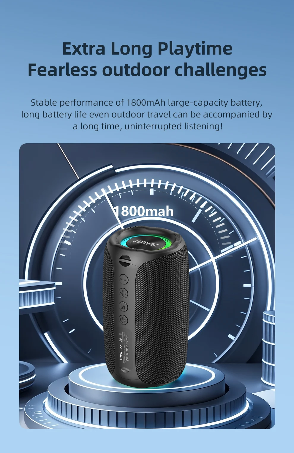 ZEALOT-M2 10W Tragbarer Bluetooth 5.4 Lautsprecher Outdoor Wasserdichter Kabelloser TWS Mini-Säulenlautsprecher Outdoor TF-Karte – Detail 16