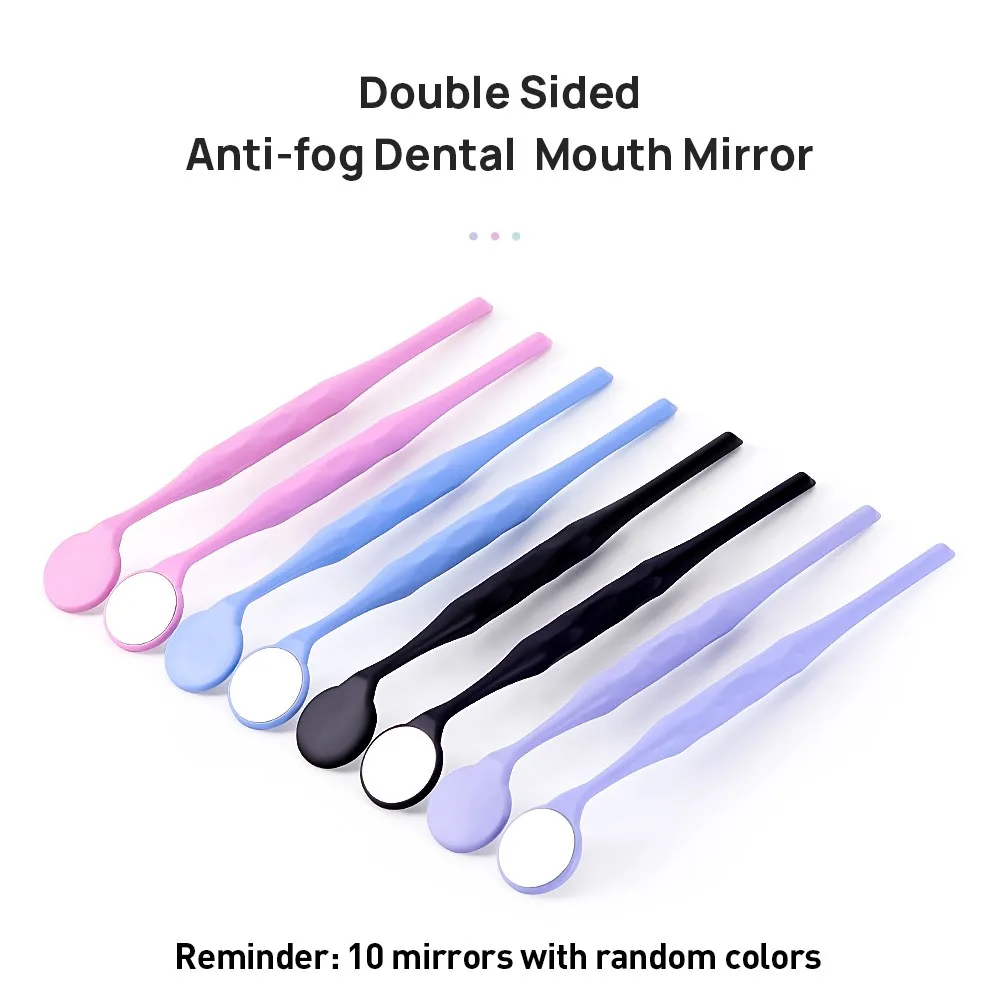 10pcs/Box With Random Colors Dental Single/Double Sided Mouth Mirrors With Handle