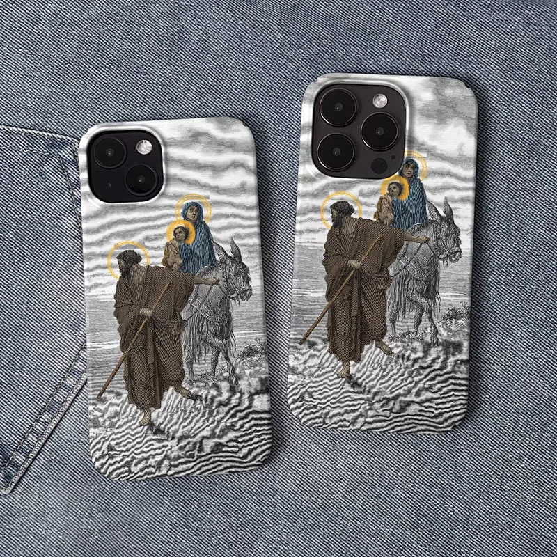 فن ديني عتيق يظهر رحلة العائلة المقدسة جراب هاتف آيفون 17 16 15 14 11 12 13 Pro Max Air Plus غطاء خلفي