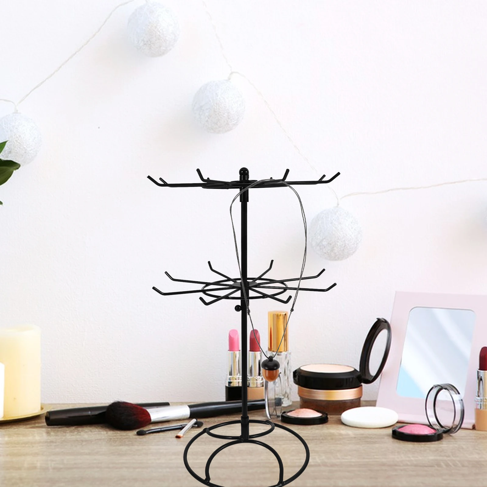 

Вращающаяся вешалка для ювелирных изделий, ожерелье, браслет, подставка для дисплея, вращающийся на 360 градусов, стойка для ночного рынка, долговечность из нержавеющей стали