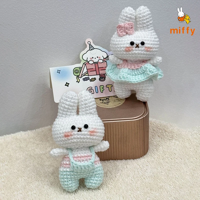 

Cute Miffy Plush Doll Handmade Crochet Rabbit Keychain Couple Backpack Anime Pendant Accessories for Girlfriend Bestfriend Gifts