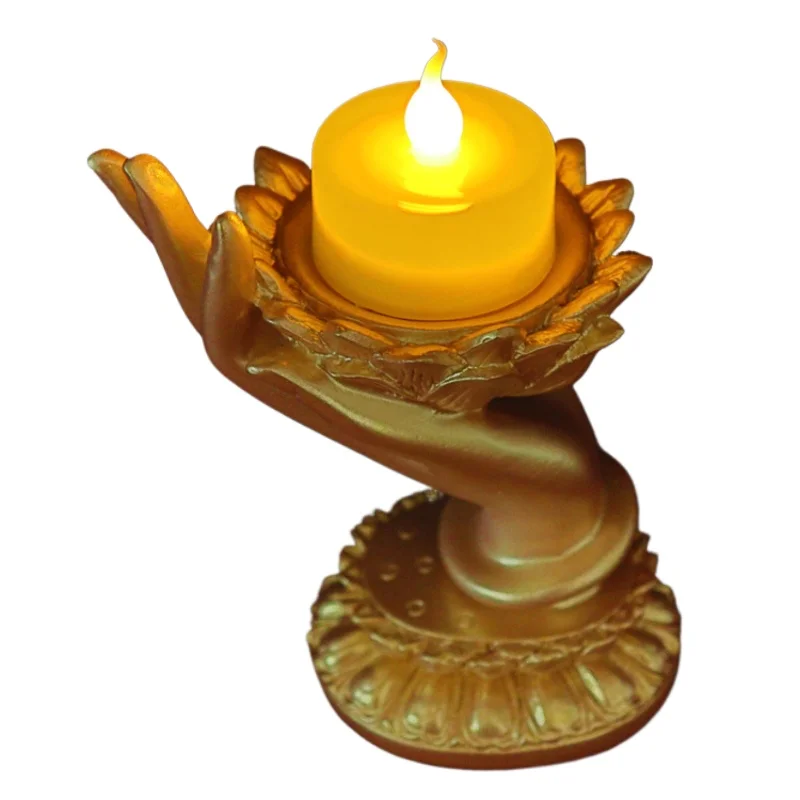 Buddha's-Hand Lotus Candlestick Butter Lamp Buddha Lamp Buddha Worship Candlestick