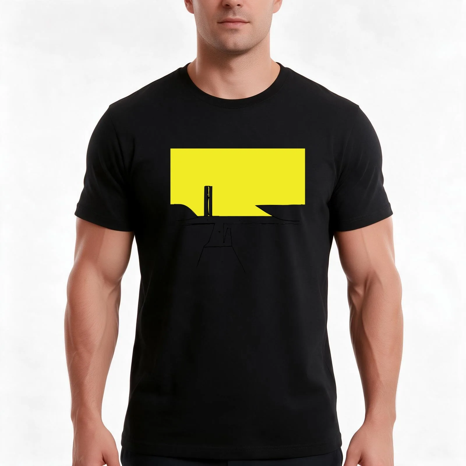 Architectural illustration of The National Congress of Brazil designed by Oscar Niemeyer T-Shirt, Summer Casual Cotton Tee