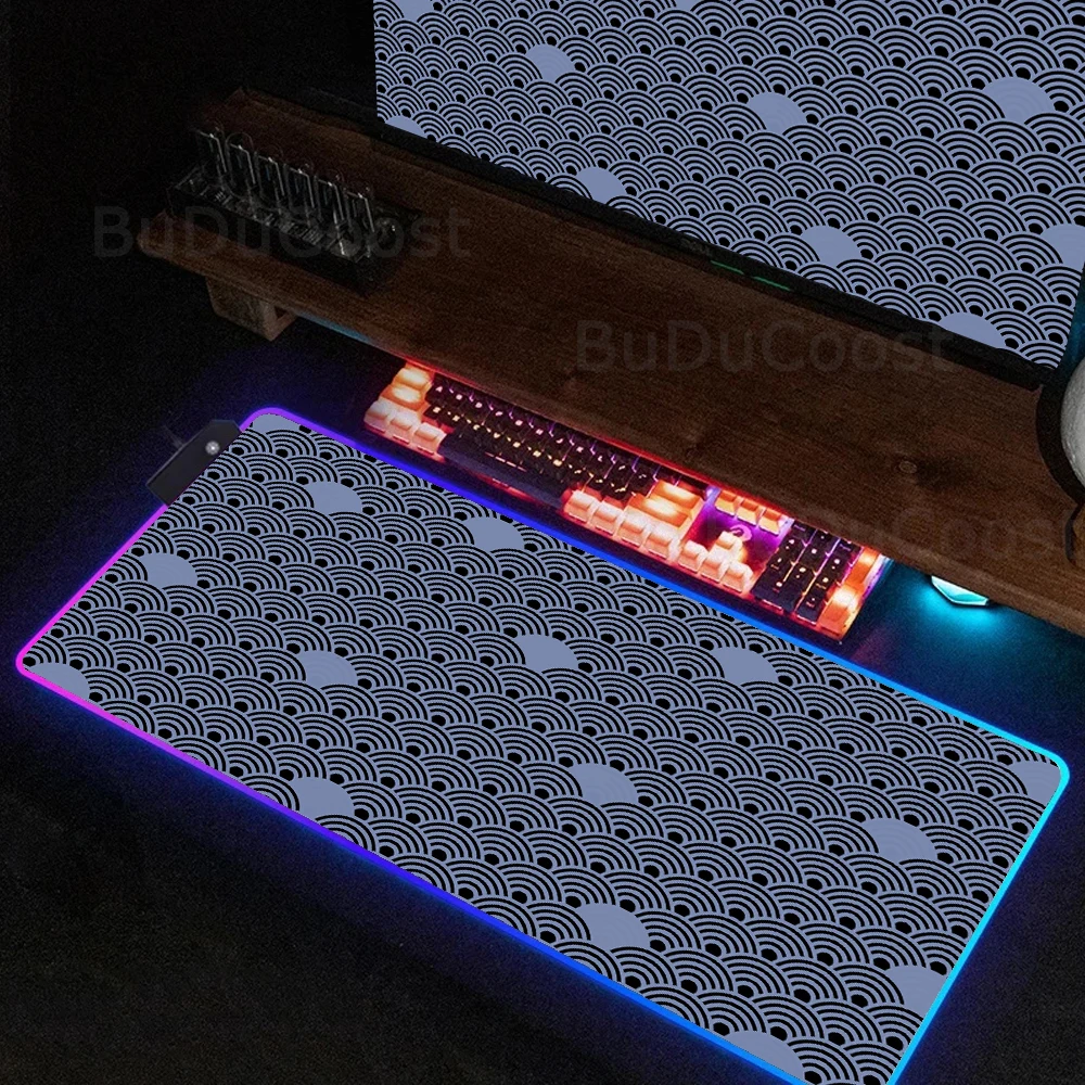 Alfombrilla de ratón con textura de nube, impresión de alta definición, XXL, retroiluminación RGB, Accesorios de ordenador grandes para juegos, 400x900x4