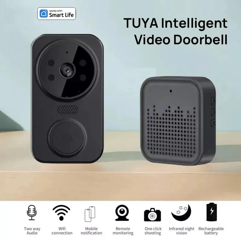 M8 campainha de vídeo doméstico tuya app sem fio 2.4g wifi monitor remoto em dois sentidos intercomunicador de voz hd visão noturna infravermelha