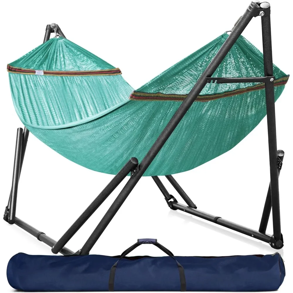 

Double Hammock with Stand Included for 2 Persons/Foldable Hammock Stand 600 lbs Capacity Portable Case - Inhouse, Outdoor