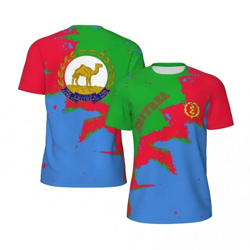 

Fashion Eritrea Flag Graphic Football T Shirts For Men Summer Trend National Emblem 3D Printed T-shirts Casual Oversized Tees
