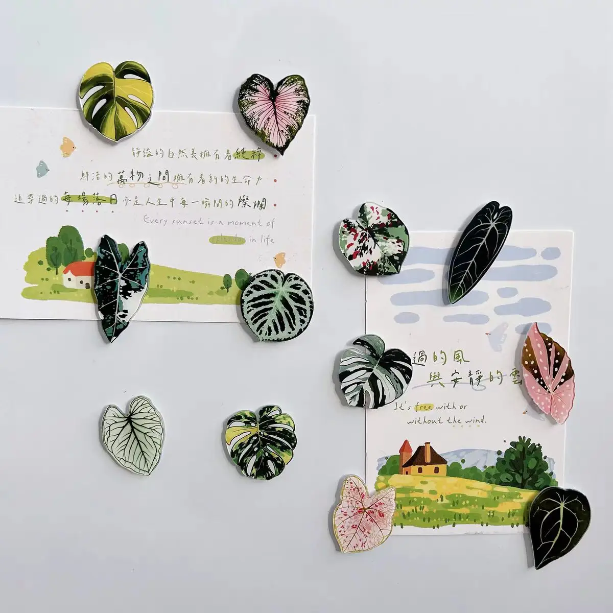 Aimants de réfrigérateur en forme de feuilles avec textures réalistes et belles, décorations de feuilles mignonnes et personnalisées pour la maison.