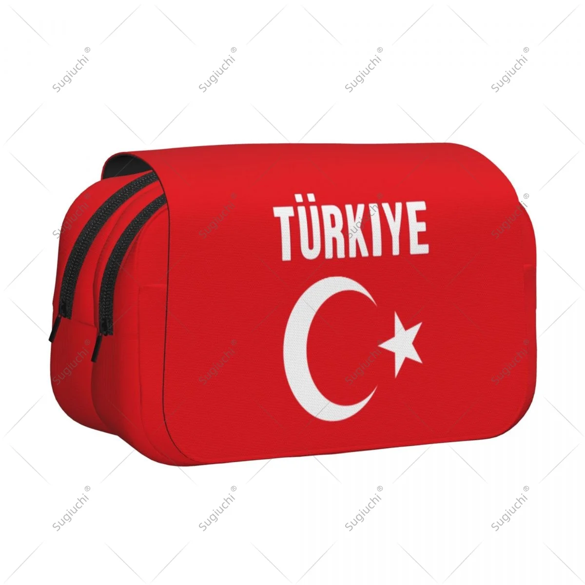 

Pencil Case Scissors Bags 3D Turkiye Turkey Flag Double-layer Oxford Cloth Stationery Storage Pen Box Case