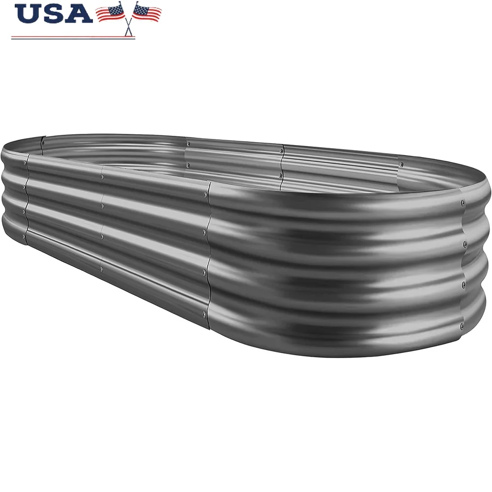 

Galvanized Metal Raised Garden Bed Kit Oval Planter Box Outdoor Vegetable Flower Planting Durable Rust Resistant Eco Friendly