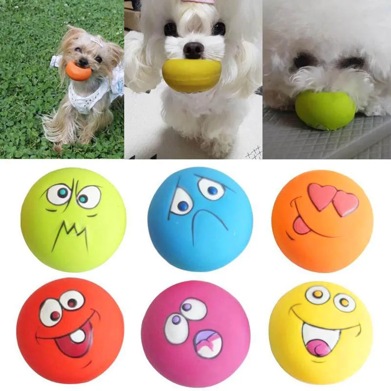 Latex smiling face pet toy, cat and dog grinding teeth, cleaning teeth, biting toy, cartoon voice expression toy