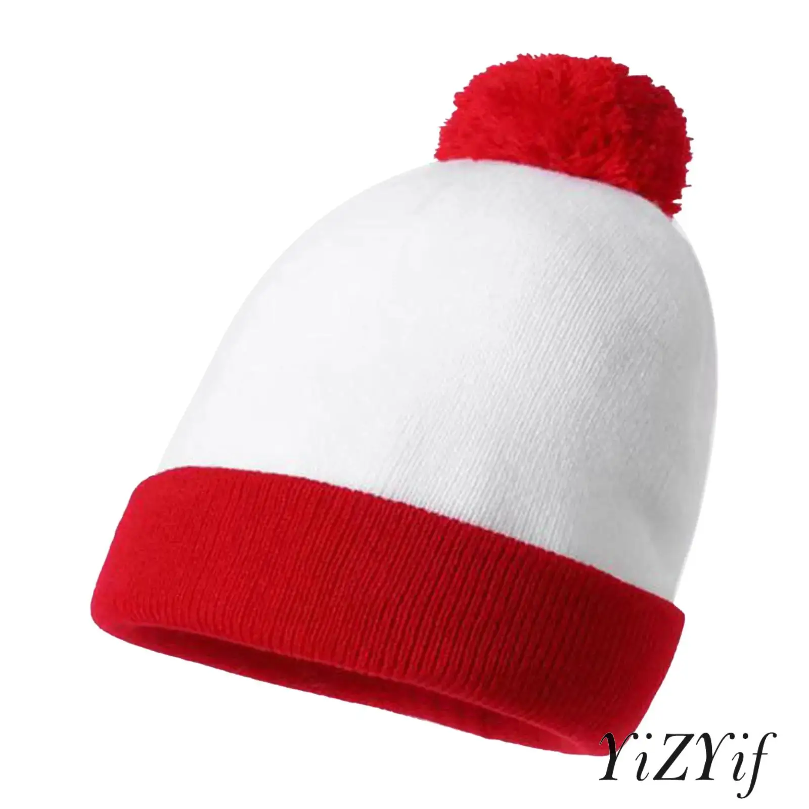 

1Pc Adults Unisex Christmas Hat with Pom Pom Beanie Hat Christmas Cuff Knit Hat for New Year Xmas Party Cap Headwear