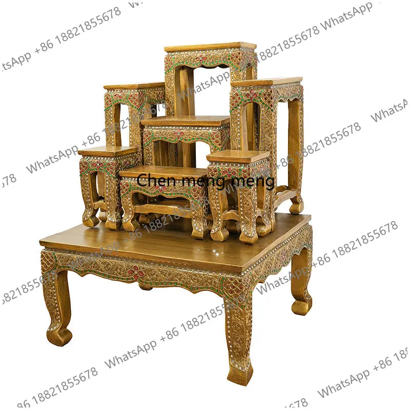 

Hand-carved solid wood offering table Thai style central hall entrance Buddhist niche offering table incense case offering table