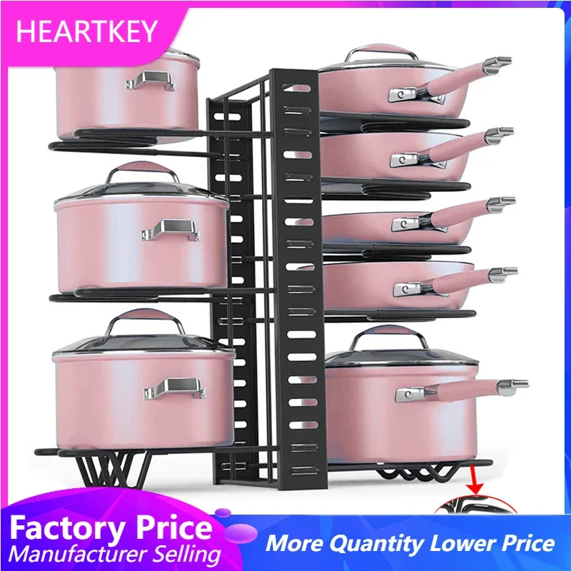 

Heavy Duty Pan Organizer Kitchen Cabinet Storage Expandable Adjustable Organization 5/8 Tier Pan Pot Lid Rack Organizers Holders