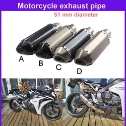 51mm Carbon Fiber Motorcycle Exhaust Muffler Tube 250cc 350cc 600cc Escape Moto Tube For Nmax Tmax530 Msx125 GSR600