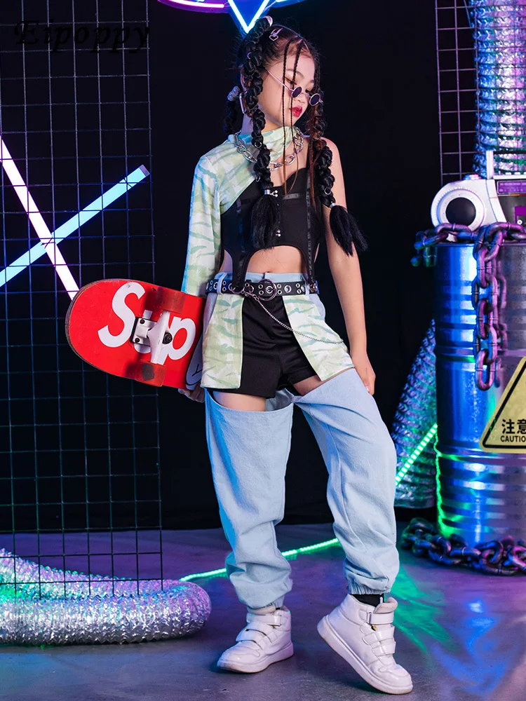 女の子のヒップホップウェアスーツ、子供の衣装、女の子のための服