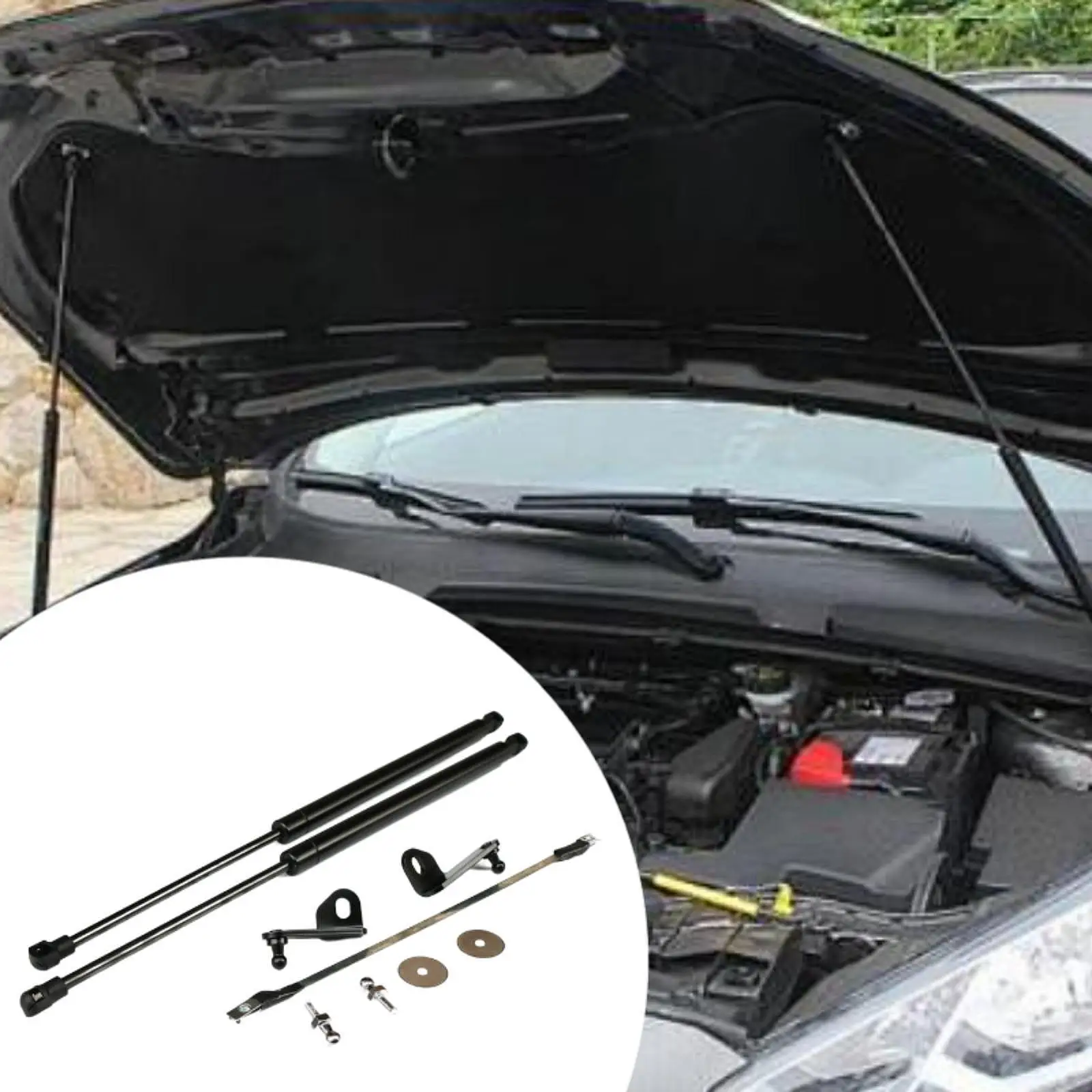 

2Pcs Hood Struts Front Easy Installation Steel Hood Lift Supports Struts Shocks Accessory Replacement Bonnet Hood Lift Supports