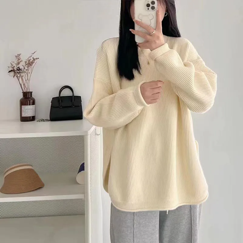 2023 New Autumn and Winter Pregnant Sweater Woman Clothes Set Plus Size Irregular Sweater Plus Size Fashion Maternity Pants Suit