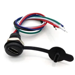 USB-C 2/4/5Pin High Current Charging Socket With PH2.0 Nut Snap Lock Plate USB TYPE-C Female Type C Waterproof Female Connector