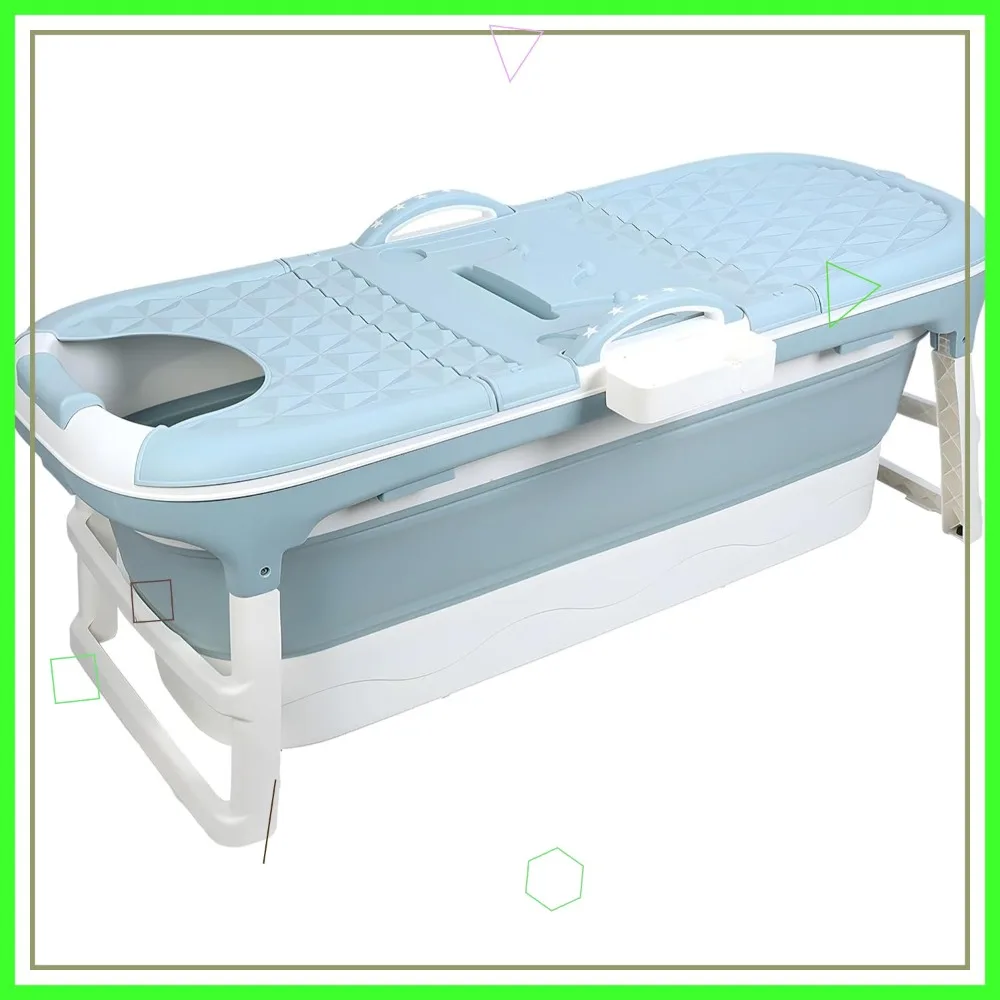 

Large Portable Foldable Bathtub for Adults Kids, Hot Ice Bath, Collapsible Tub 120cm Blue