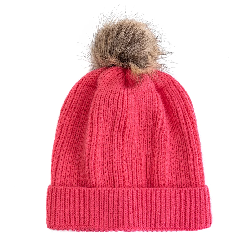 Hot Sale Candy Colors Winter Hat Women Pompoms Hat Soft Trendy Beanie Hat Basic Daily Leisure Cap