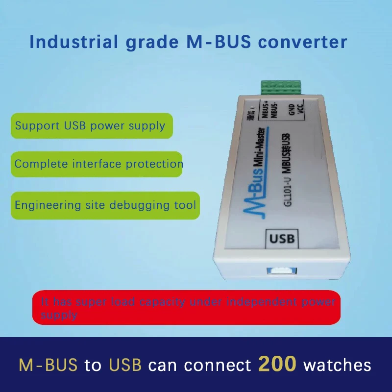 MBUS/M-BUS To USB Converter USB-MBUS Meter Reading Communication USB Power Supply Can Connect 200 Meters