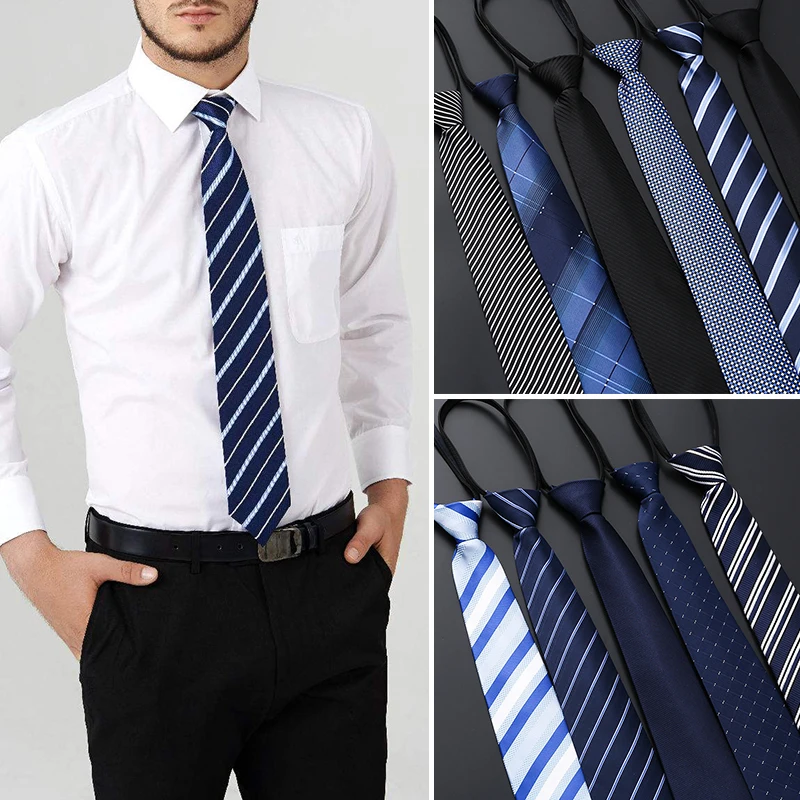 

Zipper Tie for Men 48*8 Cm Lazy Zipper Ties Business Formal Dress Wear Stripe Plaid Print Neck Tie Jacquard Necktie Accessories