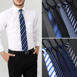 Zipper Tie for Men 48*8 Cm Lazy Zipper Ties Business Formal Dress Wear Stripe Plaid Print Neck Tie Jacquard Necktie Accessories