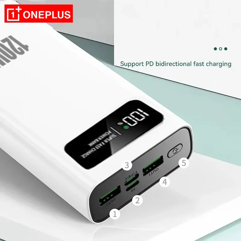 OnePlus 200000mAh LED Digital Display Power Bank High Capacity 120W Super Fast Charging Portable External Battery For IPhone NEW