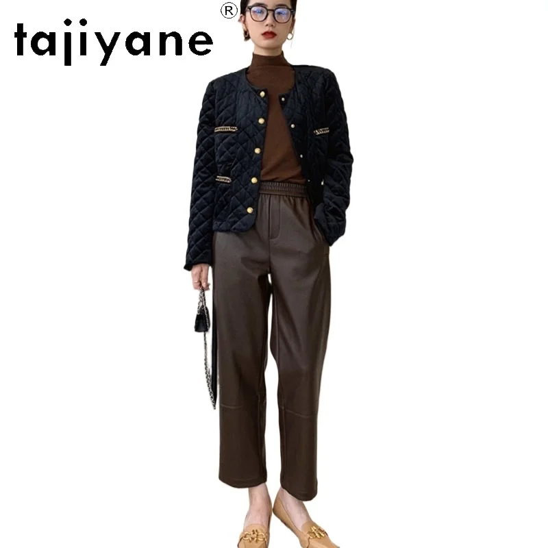 

TAJIYANE Real Sheepskin Genuine Leather Pants Women Luxury 2024 Autumn Winter Clothes High Waist Leather Trousers Womens Брюки