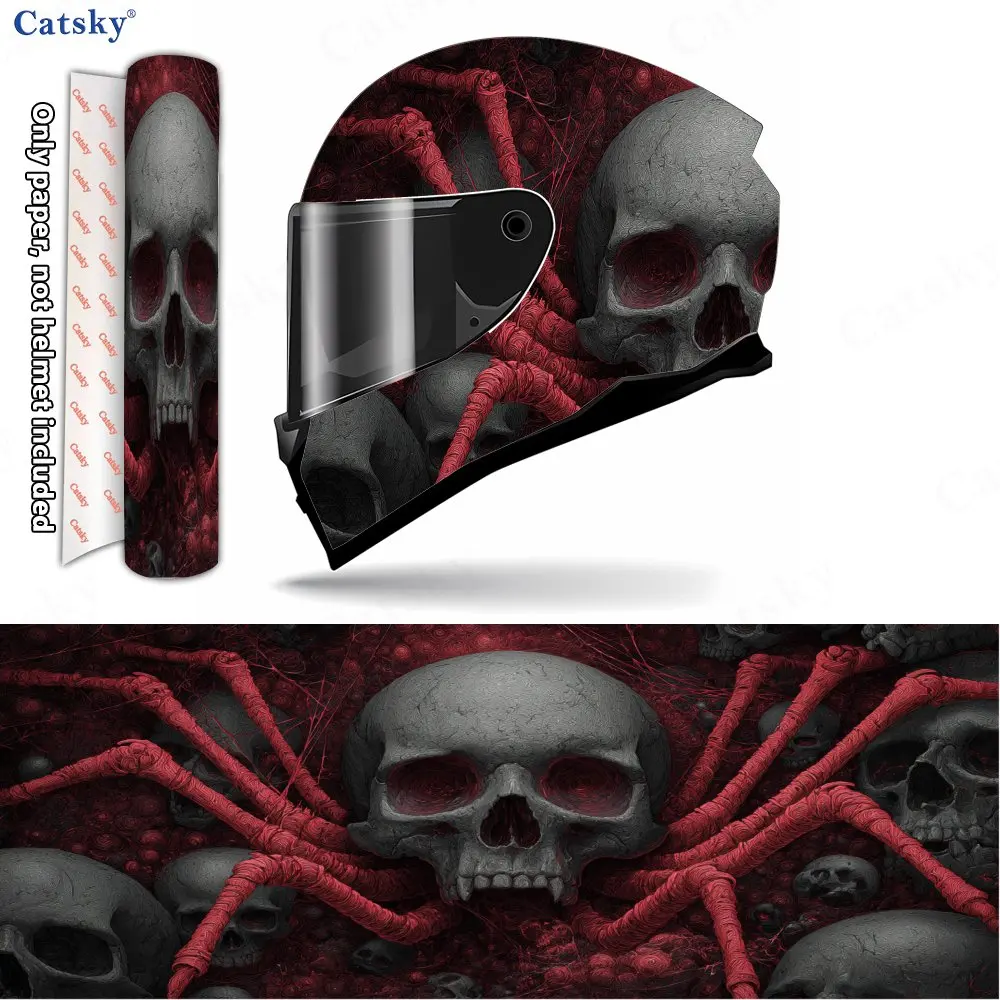 Blood-branched Skull Spider Print Helmet stickers , PVC Material Multifunctional Helmet Stickers, Scratch-Resistant & Fade-Proof