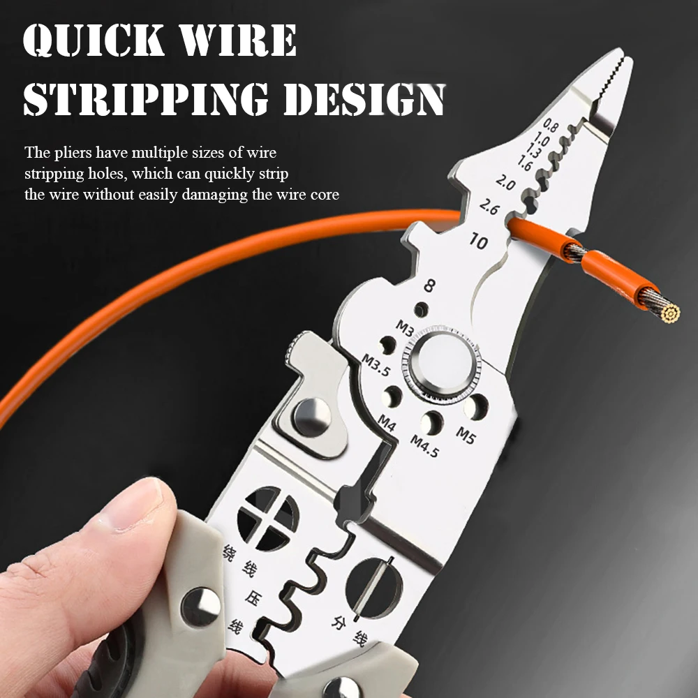 Portable Multi-functional Wire Pointed Head Stripping Pliers for Electrician Cable Wire Crimping Pliers for Motor Repair